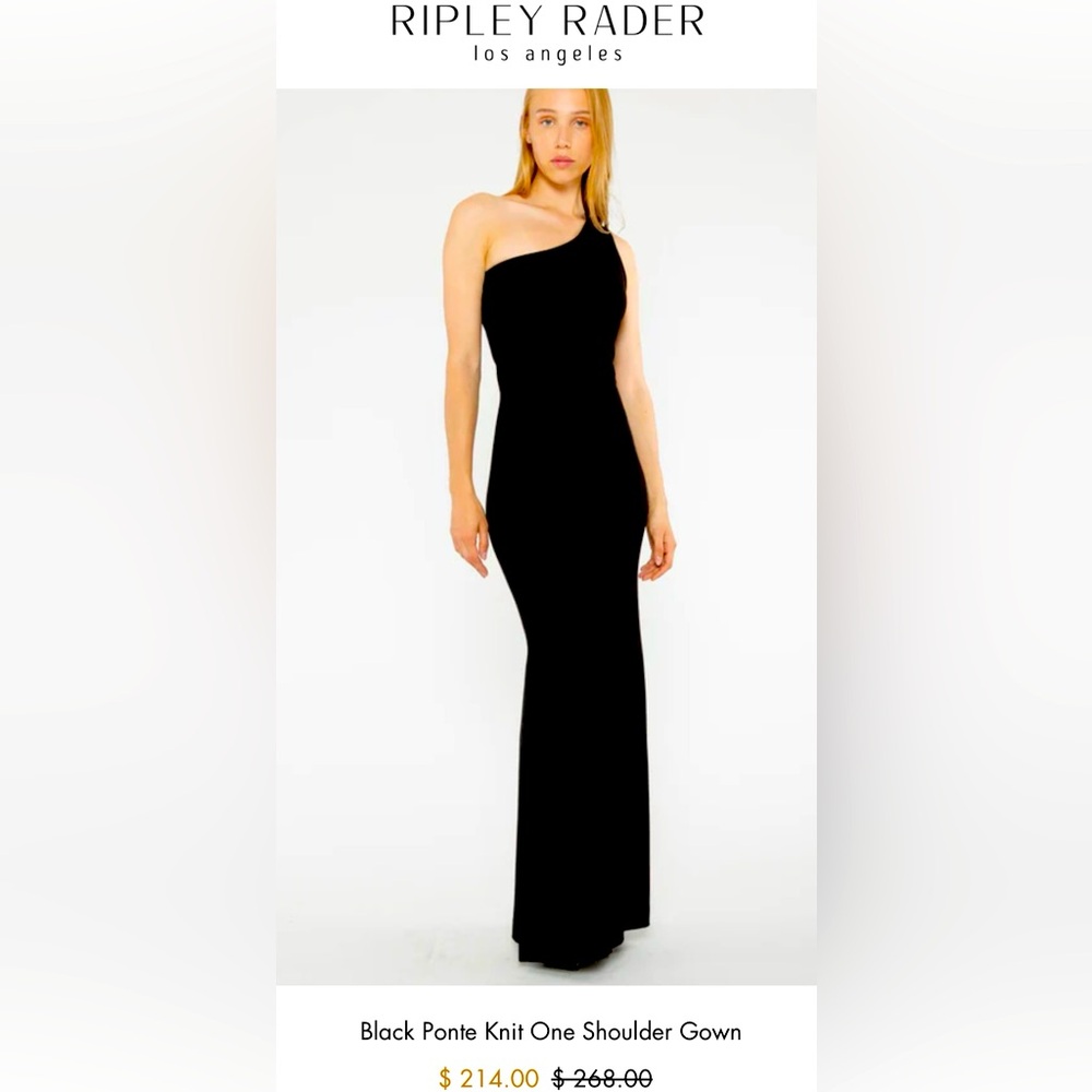 Ripley Rader BLACK ONE SHOULDER PONTE GOWN | size 2 |